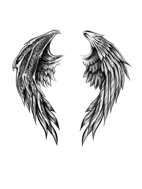 Nov 29, 2022 This is a medium-size upper back tattoo. . Demon angel wings tattoo